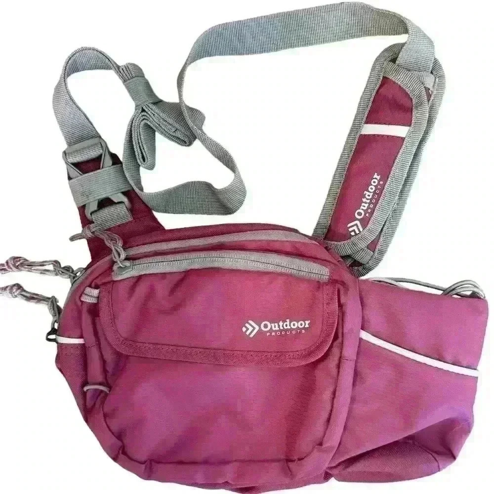 NWOT Outdoor Products Crossbody Fanny Bag Water Bottle Holder Magenta Grey